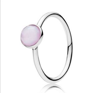 Pandora October Opalescent Pink Droplet Ring Sz 9